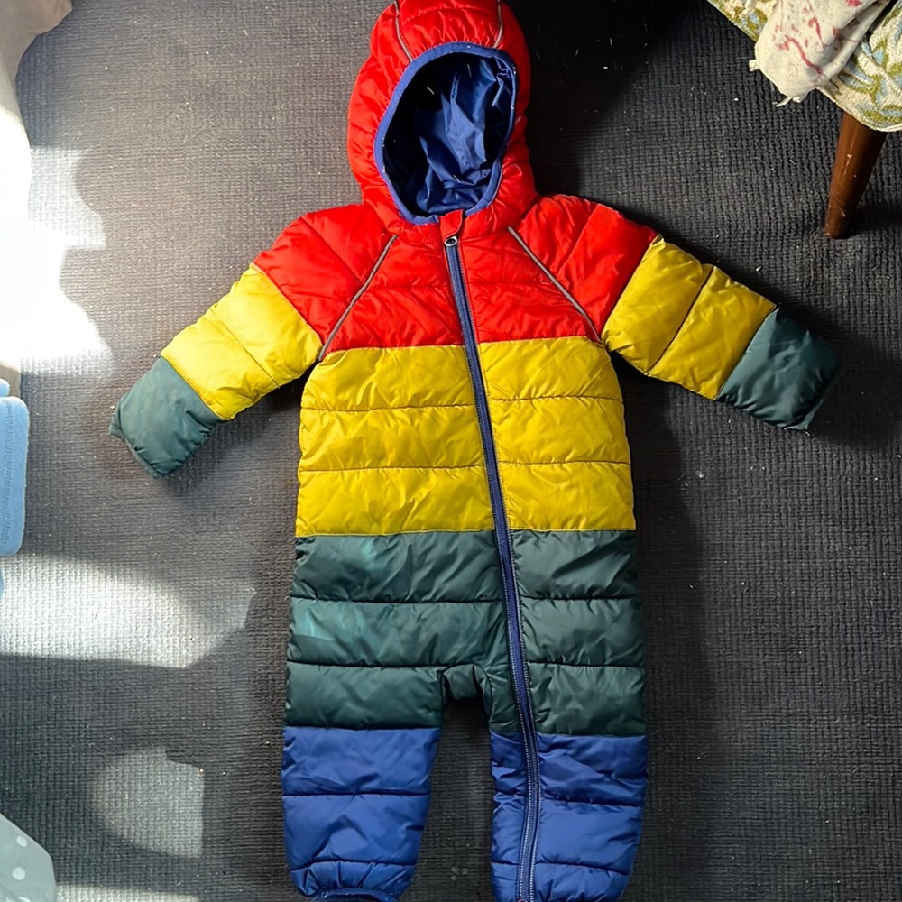 Hanna Andersson baby (6-12 mo.) snowsuit in primary colors